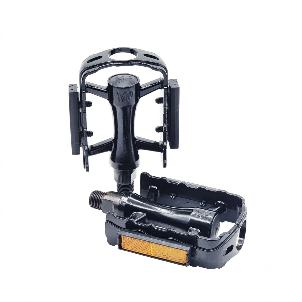Pedal HF Aluminio Negro con Reflectantes