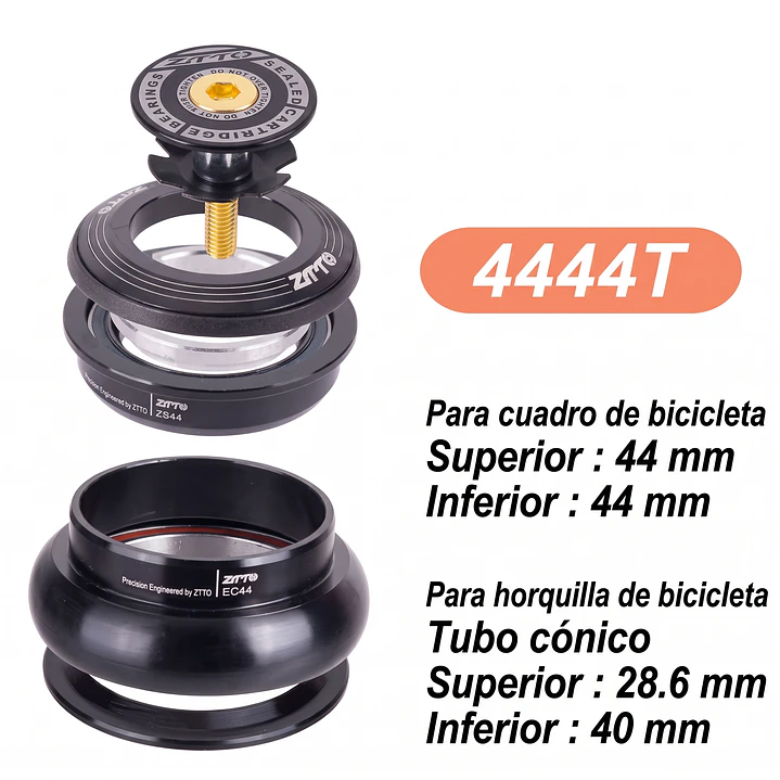JUEGO DE DIRECCION ZTTO CON ADAPT HORQUILLA CÓNICA 44ZS/44EC 3