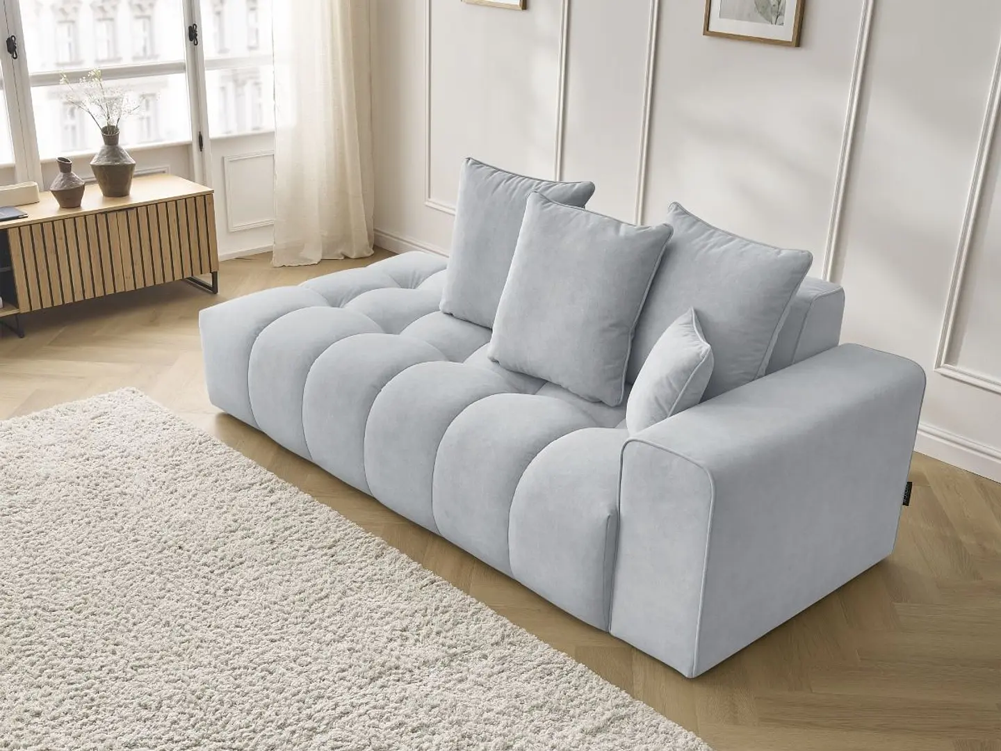 Sofá Lineal Chaise Nubes Premium - Gris Claro 5