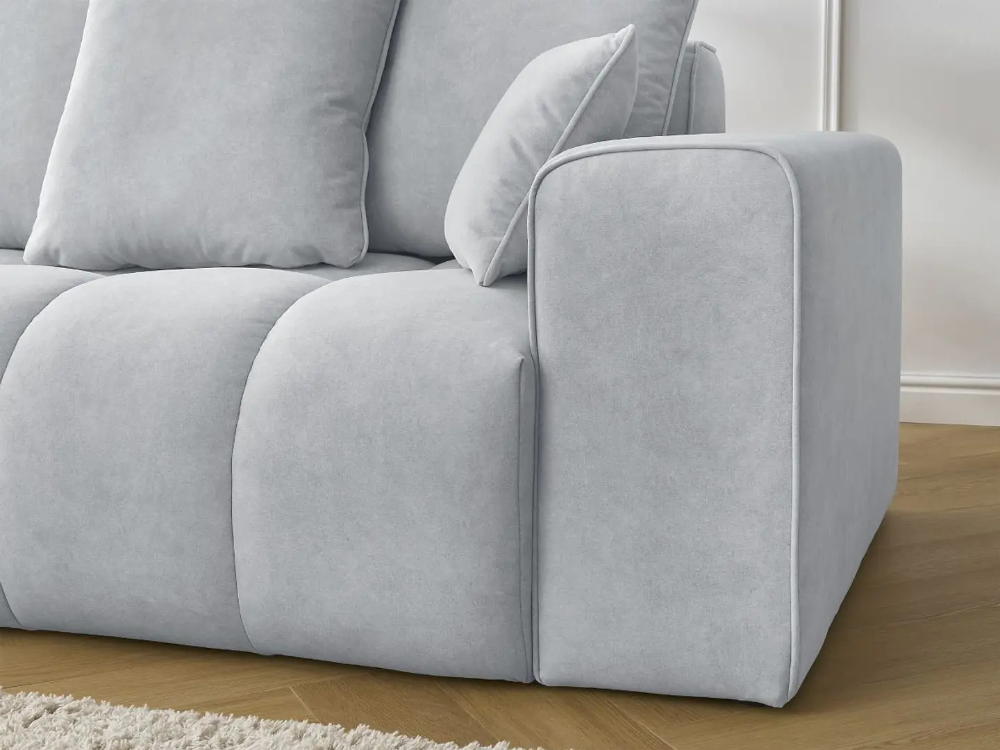 Sofá Lineal Chaise Nubes Premium - Gris Claro 6