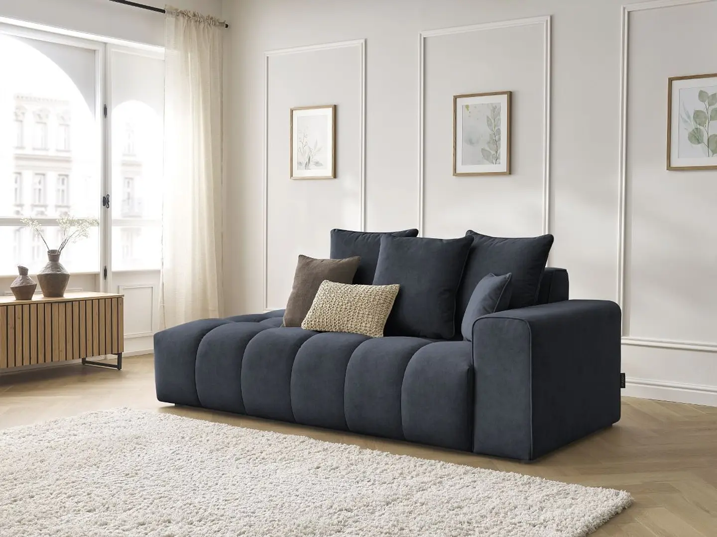 Sofá Lineal Chaise Nubes Premium - Gris Oscuro 1