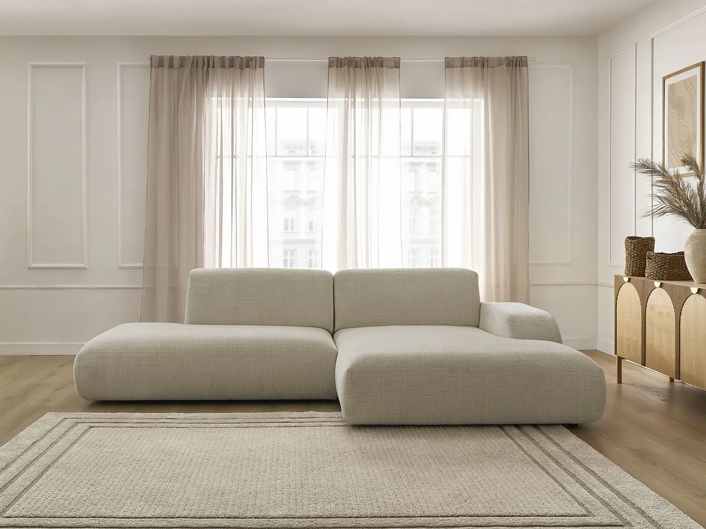 Sofa Seccional Chaise Barcelona Moderno Premium - Crudo 3