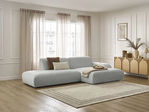 Sofa Seccional Chaise Barcelona Moderno Premium - Gris Claro