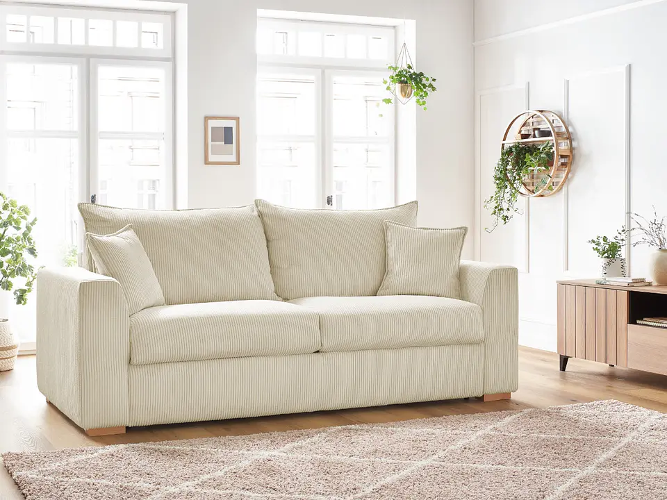 Sofá Lineal De 3C Modelo Marcella Tapiz Cotele Moderno y Premium 3