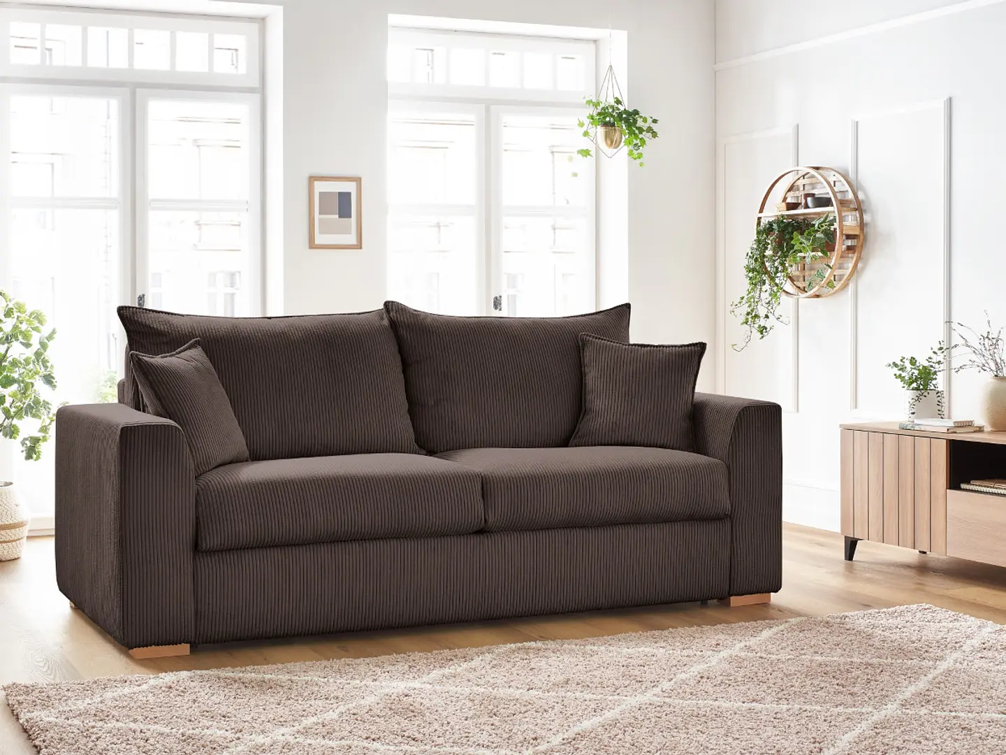 Sofá Lineal De 3C Modelo Marcella Tapiz Cotele Moderno y Premium - Chocolate 2