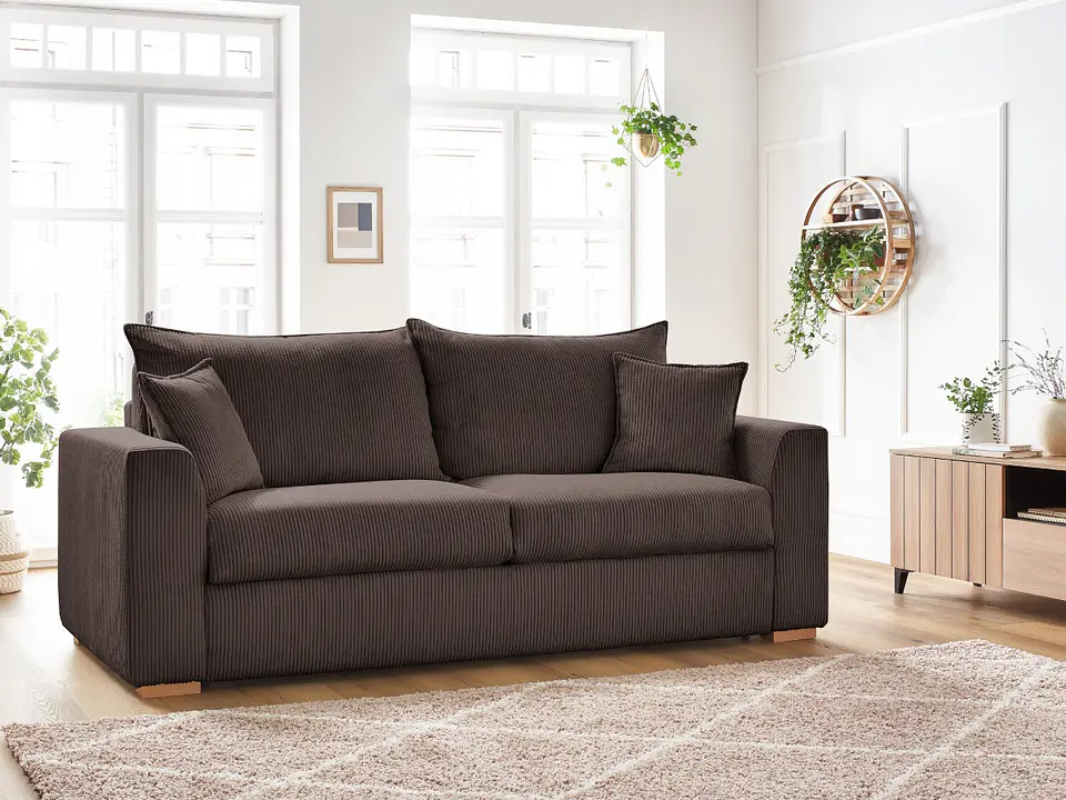 Sofá Lineal De 3C Modelo Marcella Tapiz Cotele Moderno y Premium - Chocolate 2