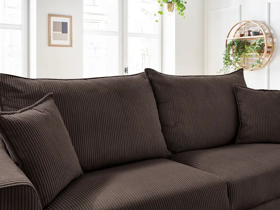 Sofá Lineal De 3C Modelo Marcella Tapiz Cotele Moderno y Premium - Chocolate 3