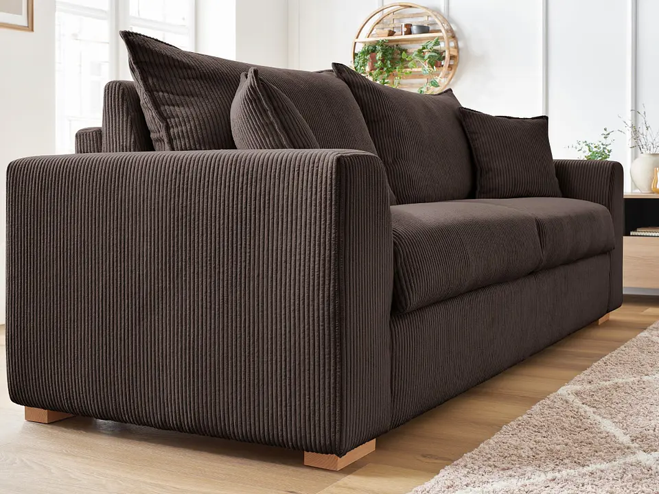 Sofá Lineal De 3C Modelo Marcella Tapiz Cotele Moderno y Premium - Chocolate 4