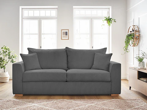 Sofá Lineal De 3C Modelo Marcella Tapiz Cotele Moderno y Premium - Gris Claro