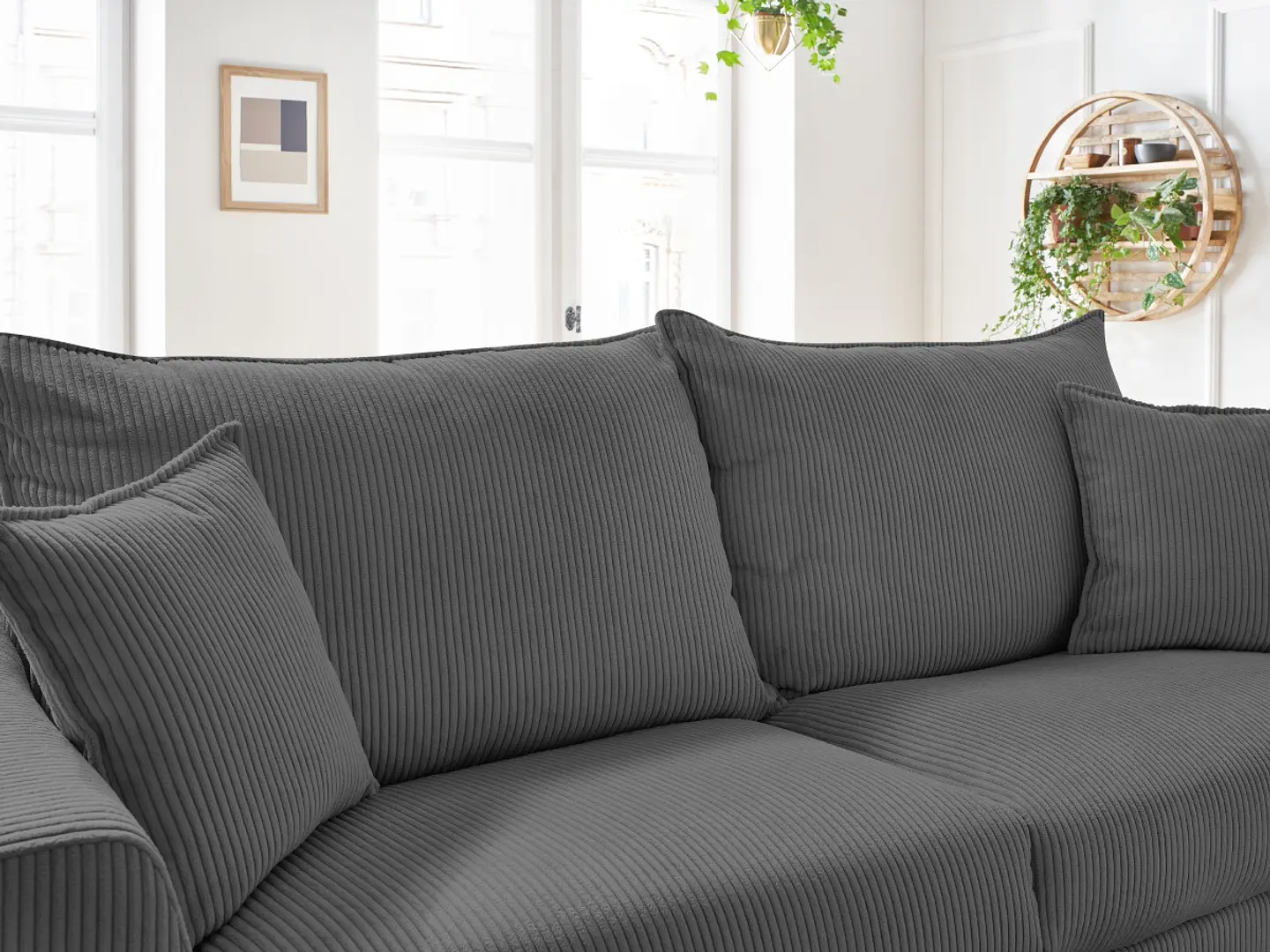 Sofá Lineal De 3C Modelo Marcella Tapiz Cotele Moderno y Premium - Gris Claro 4