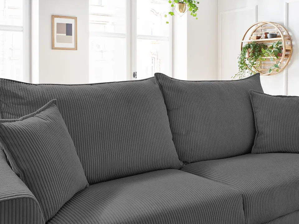 Sofá Lineal De 3C Modelo Marcella Tapiz Cotele Moderno y Premium - Gris Claro 4