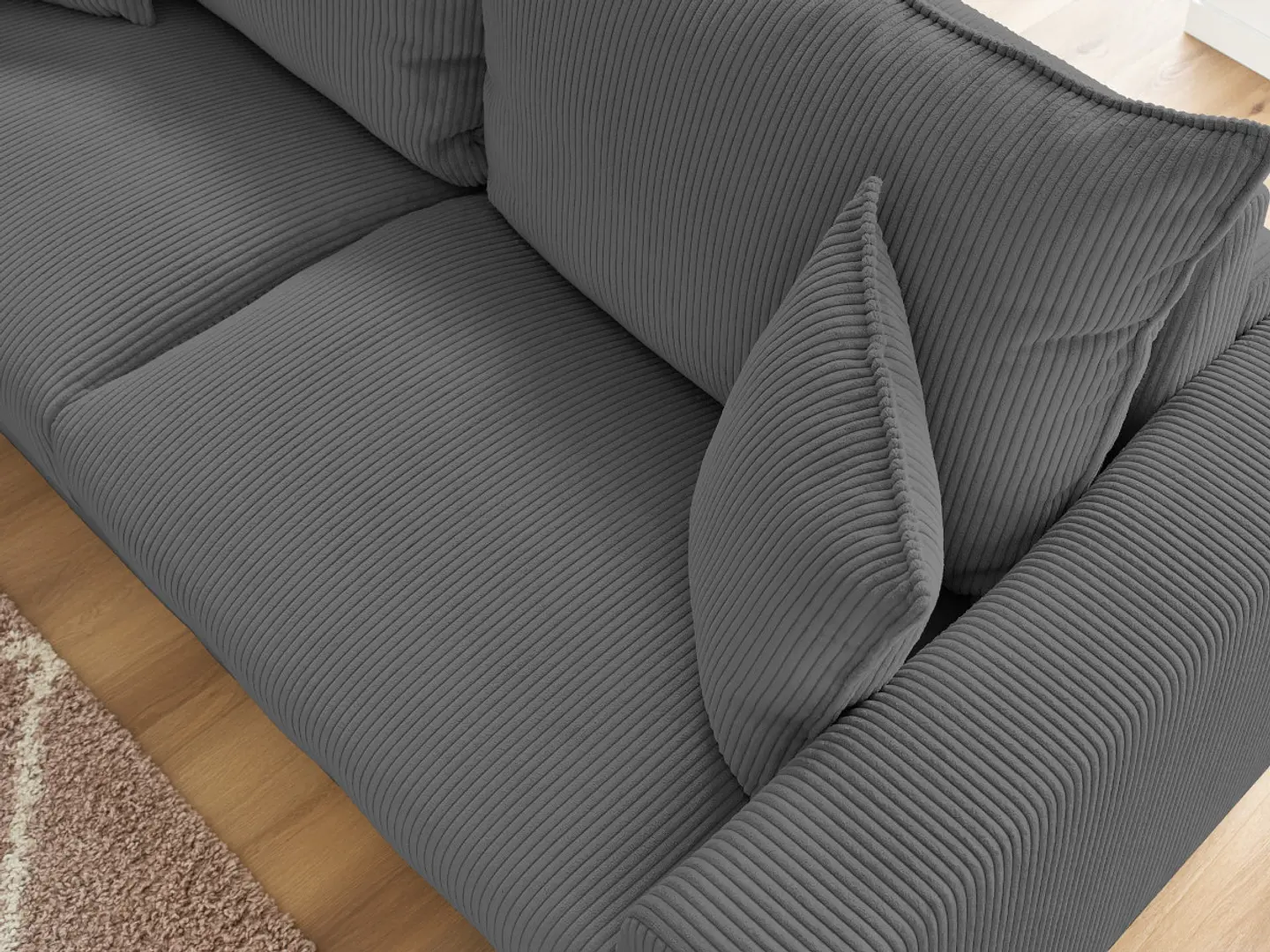 Sofá Lineal De 3C Modelo Marcella Tapiz Cotele Moderno y Premium - Gris Claro 6