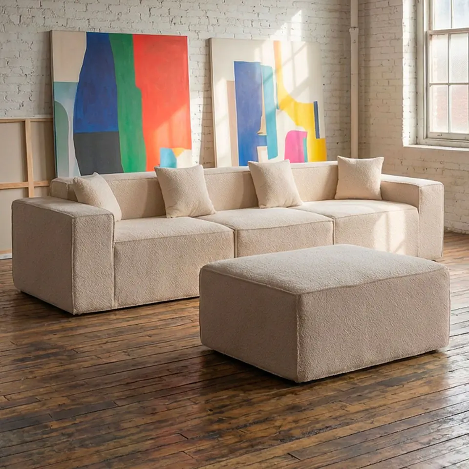 Seccional Modular De 3C Modelo Paris - Tapiz Boucle - Tecnologia Pocket 6