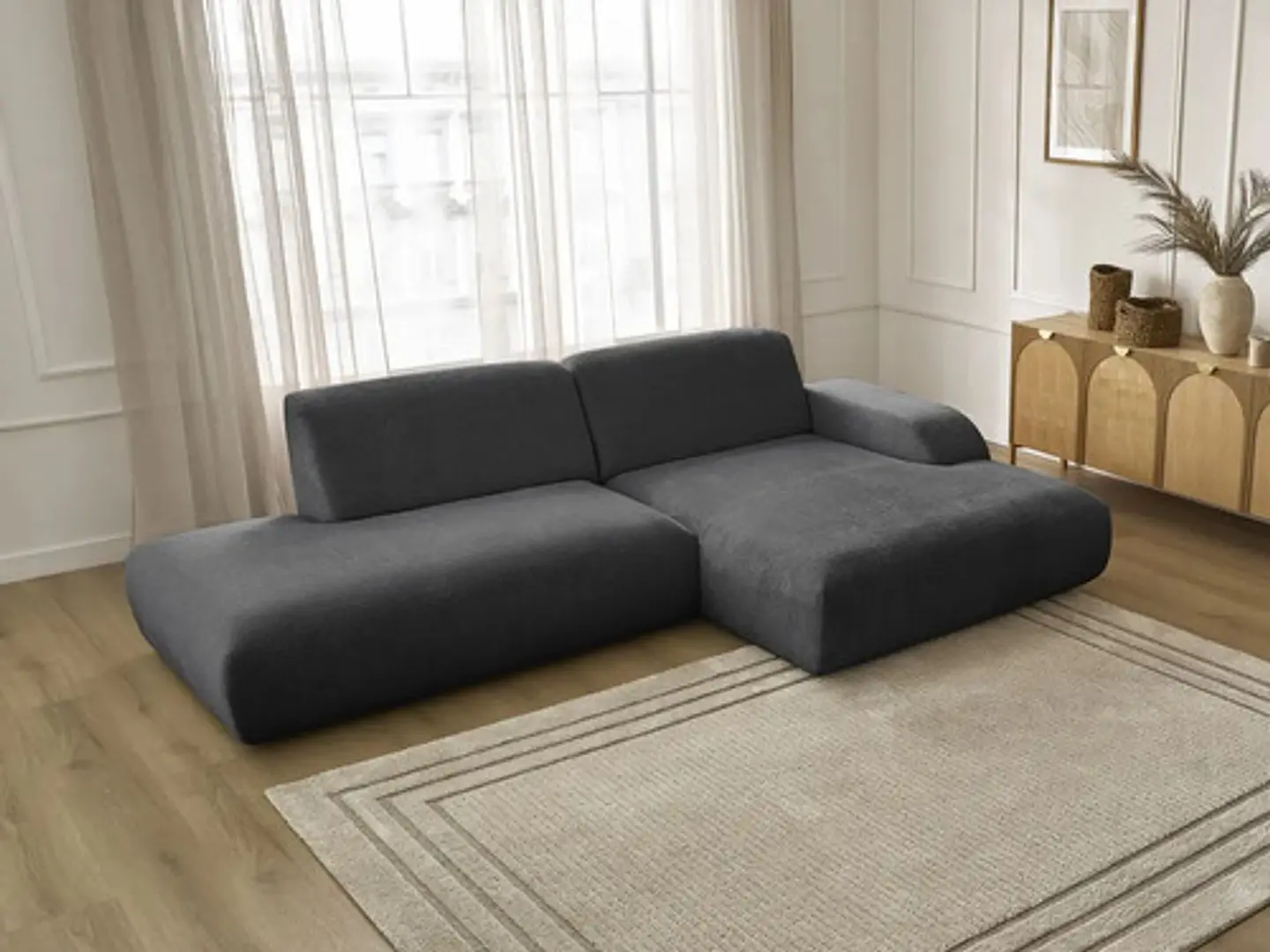 Sofa Seccional Chaise Moderno Premium - Biancora Negro 5