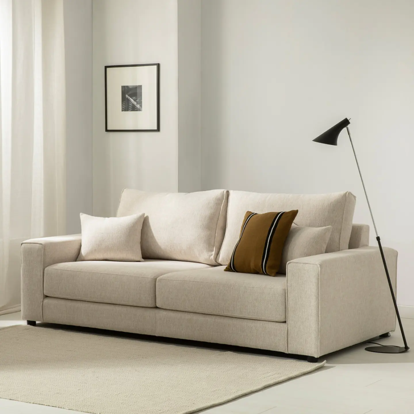 Sofa Lineal De 3C Modelo Suiza Con resortes Pocket  2