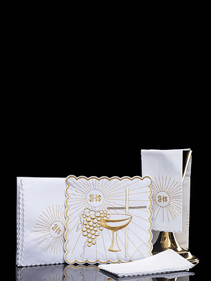 Servicio Corporal de altar con bordado dorado de cáliz y cruz