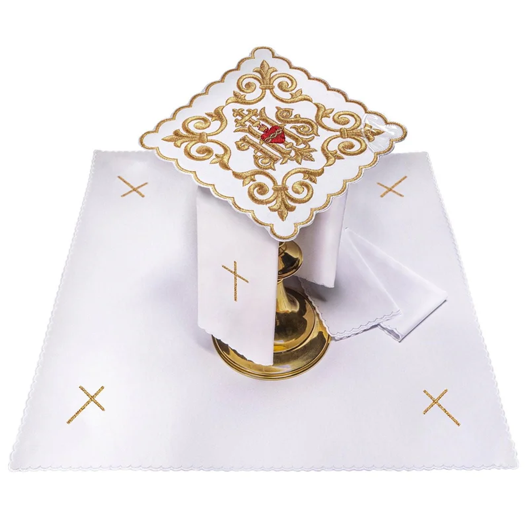 Juego de altar ricamente decorado IHS 1