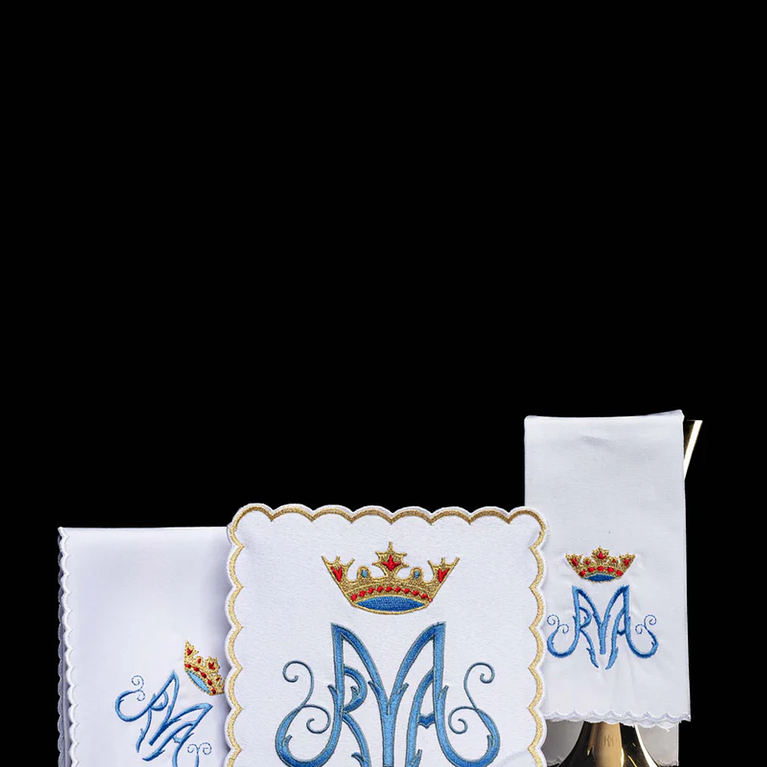 Servicio corporal de altar mariano bordado azul 1