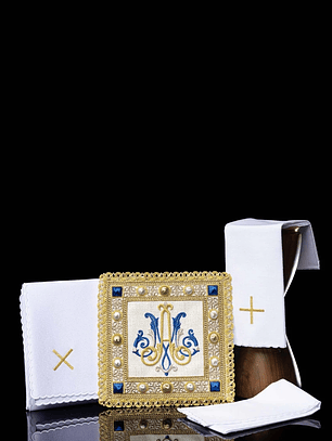 Conjunto corporal para cáliz bordado con símbolo Mariano