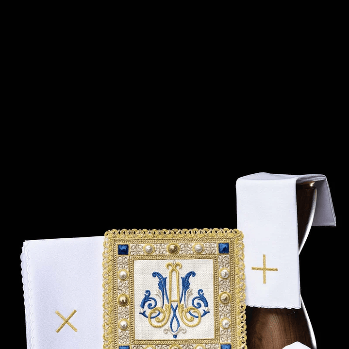Conjunto corporal para cáliz bordado con símbolo Mariano 1
