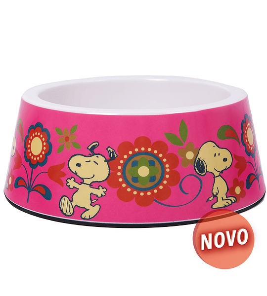 COMEDOURO SNOOPY MELAMINA (ROSA/FLORES)