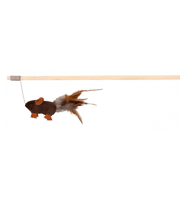 WAND WITH TEDDY RAT AND FEATHERS