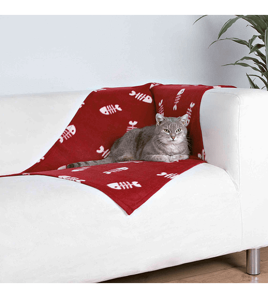 BLANKET (SOFA COVER) "BEANY" (BORDEAUX WITH SP. FISH)