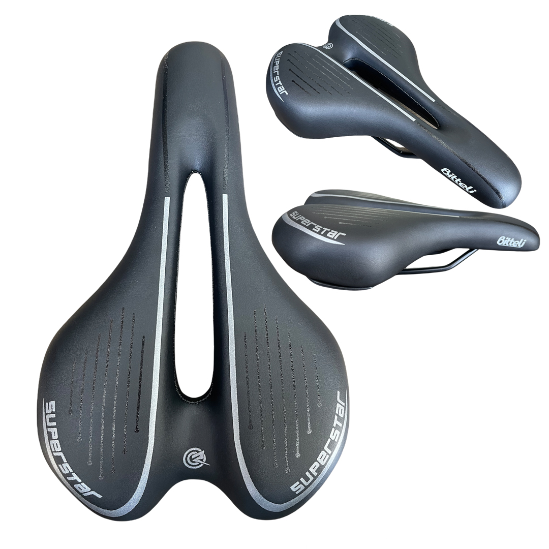 ASIENTO BITTELI MTB ANTIPROSTATICO SUPERSTAR NEGRO GRIS