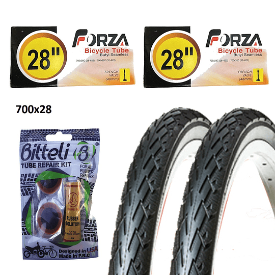 COMBO PACK 2 NEUMATICOS 700X28 NJK 009 + 2 CAMARAS + REGALO