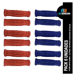 Pack 6 Puños Mtb Goma Rojo/ Azul Letras Tapones Saiguan Sr-3