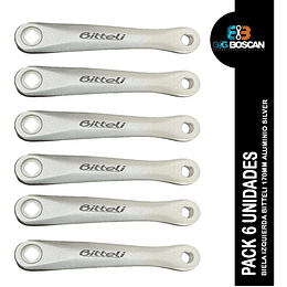 Pack 6 Bielas Izquierda Bitteli 170mm Aluminio Silver
