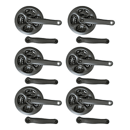 Pack 6 Volantes Triple Bitteli 170mm 42/34/24 Negro Fibra