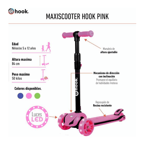 Scooter 3 Ruedas Maxi Hook Pink