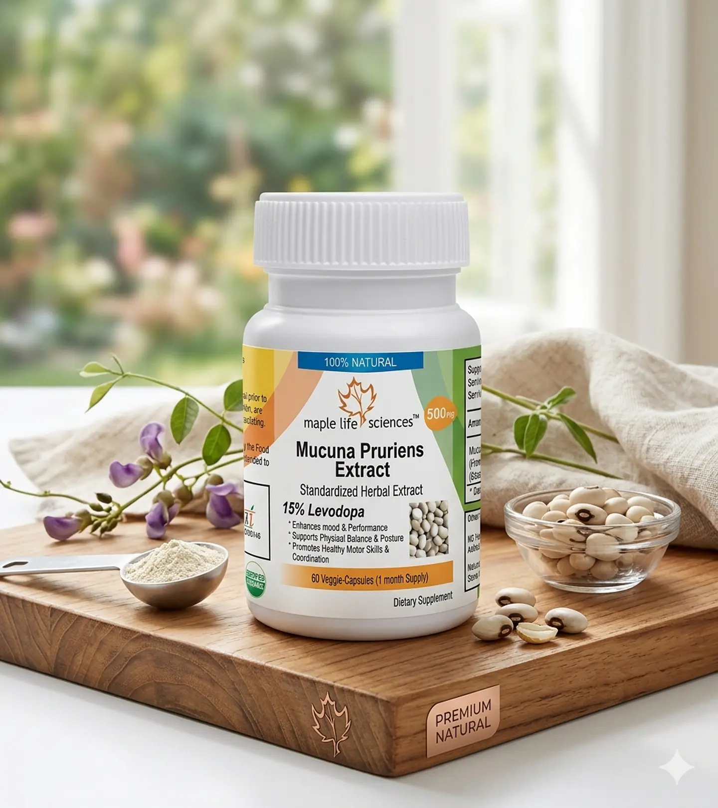 Mucuna Pruriens 500mg, 60 capsulas 1