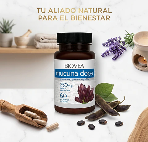 Mucuna Pruriens Biovea 250mg, Alta Pureza 40% Levodopa