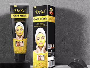 Mascarilla Facial Dorada con Colágeno y Carbón Activado para el Cuidado de la Piel, Rejuvenece y Aclara la Piel, Anti Arrugas, Hidratante Facial, Peel Off Mask, Tubo con 120g