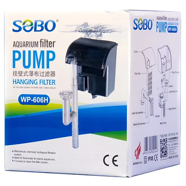 REV SOBO Filtro mochila cascada WP-606H 400L/H 1