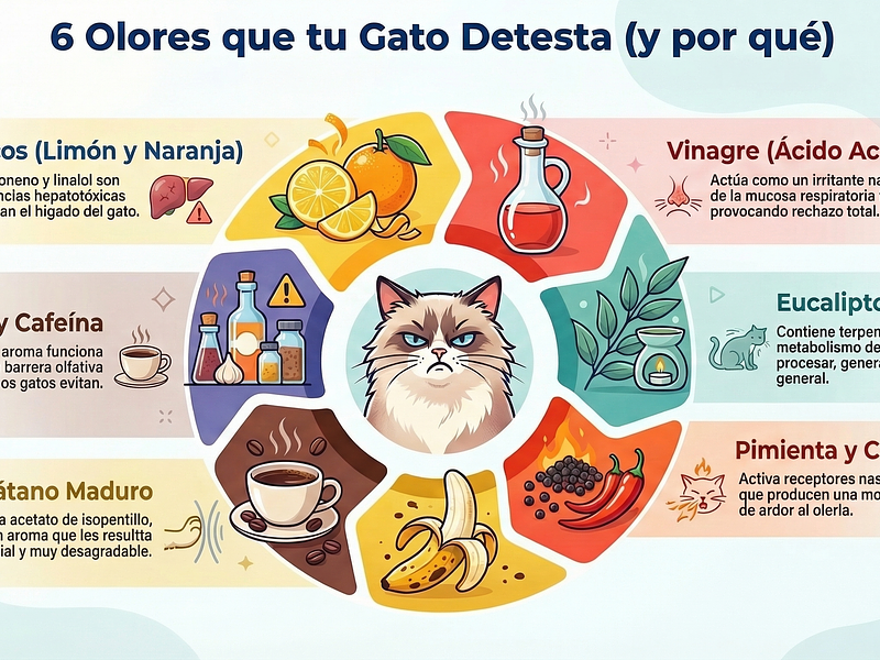 ¿Cómo afectan los olores cítricos y el vinagre a la salud felina?