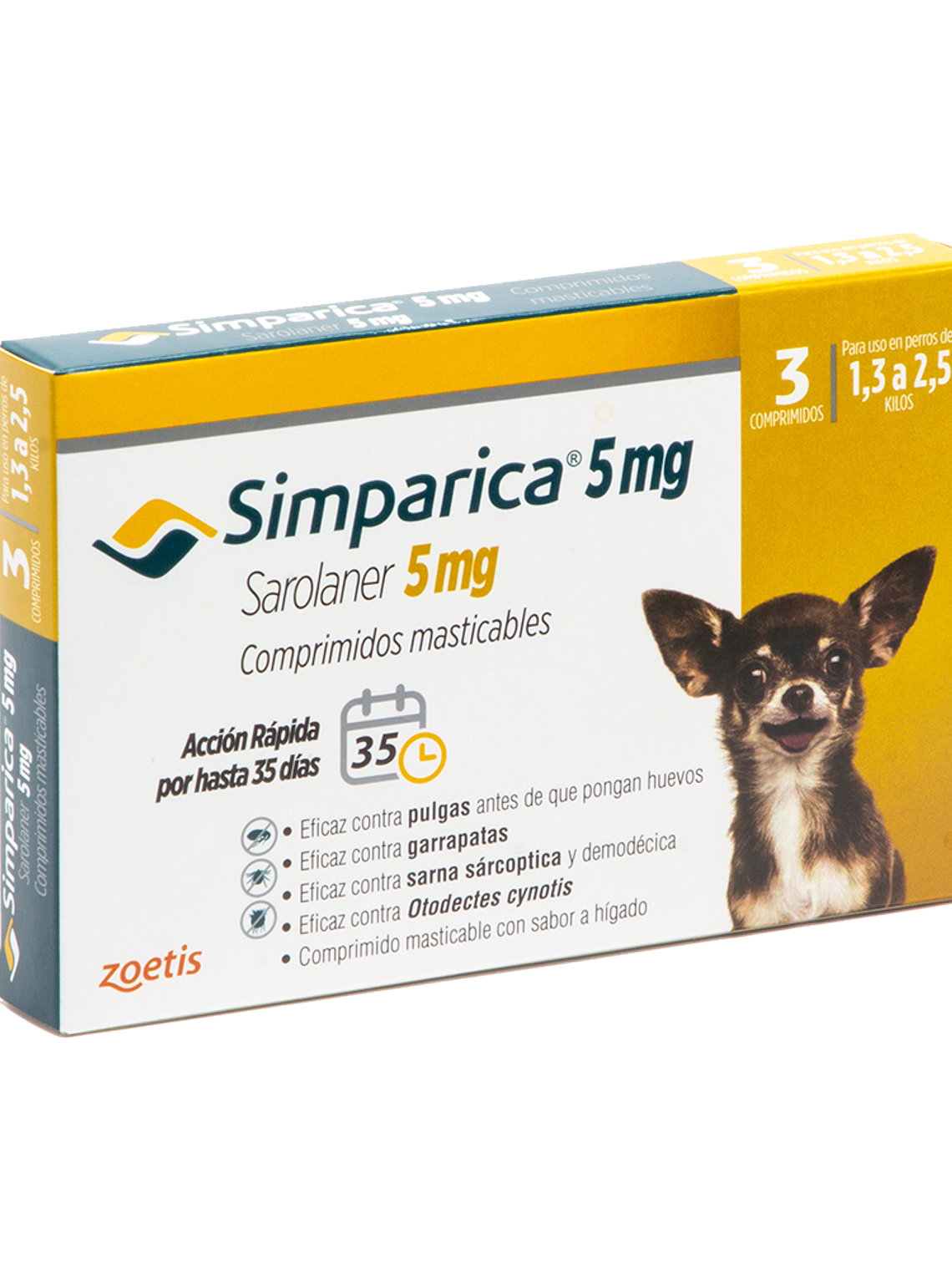 Simparica 5mg - 1.3 a 2.5kg - Caja de 3 comprimidos 1