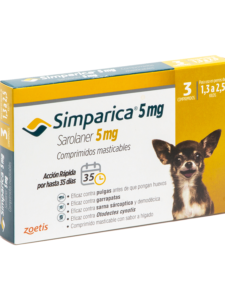 Simparica 5mg - 1.3 a 2.5kg - Caja de 3 comprimidos 1