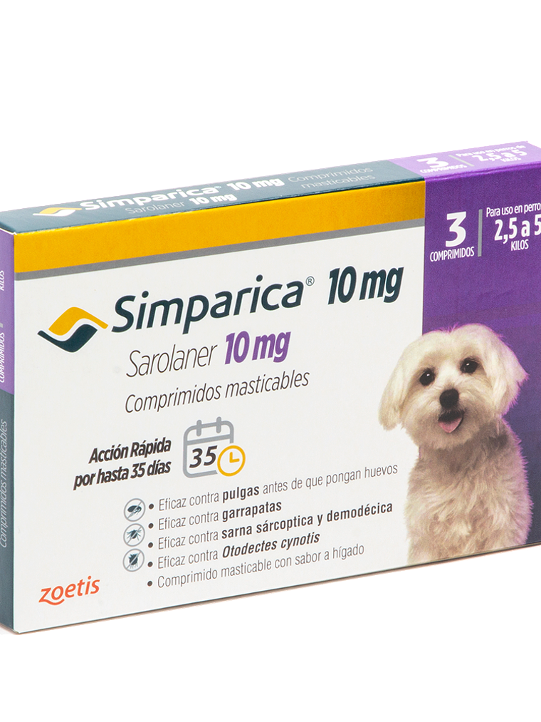 Simparica 10mg - 2.6 a 5.0kg - Caja de 3 comprimidos 1