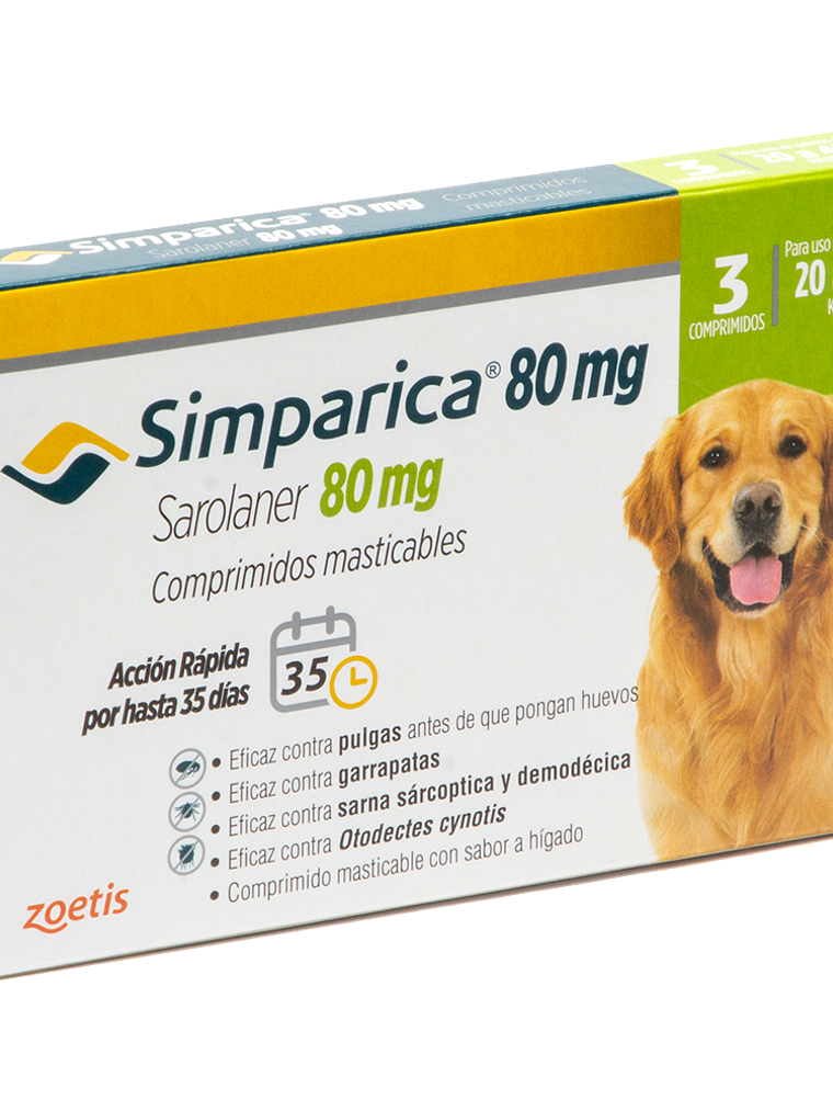 Simparica 80mg - 20.1 a 40.0kg - Caja de 3 comprimidos 1