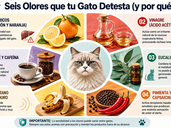 ¿Cómo afectan los olores cítricos y el vinagre a la salud felina?