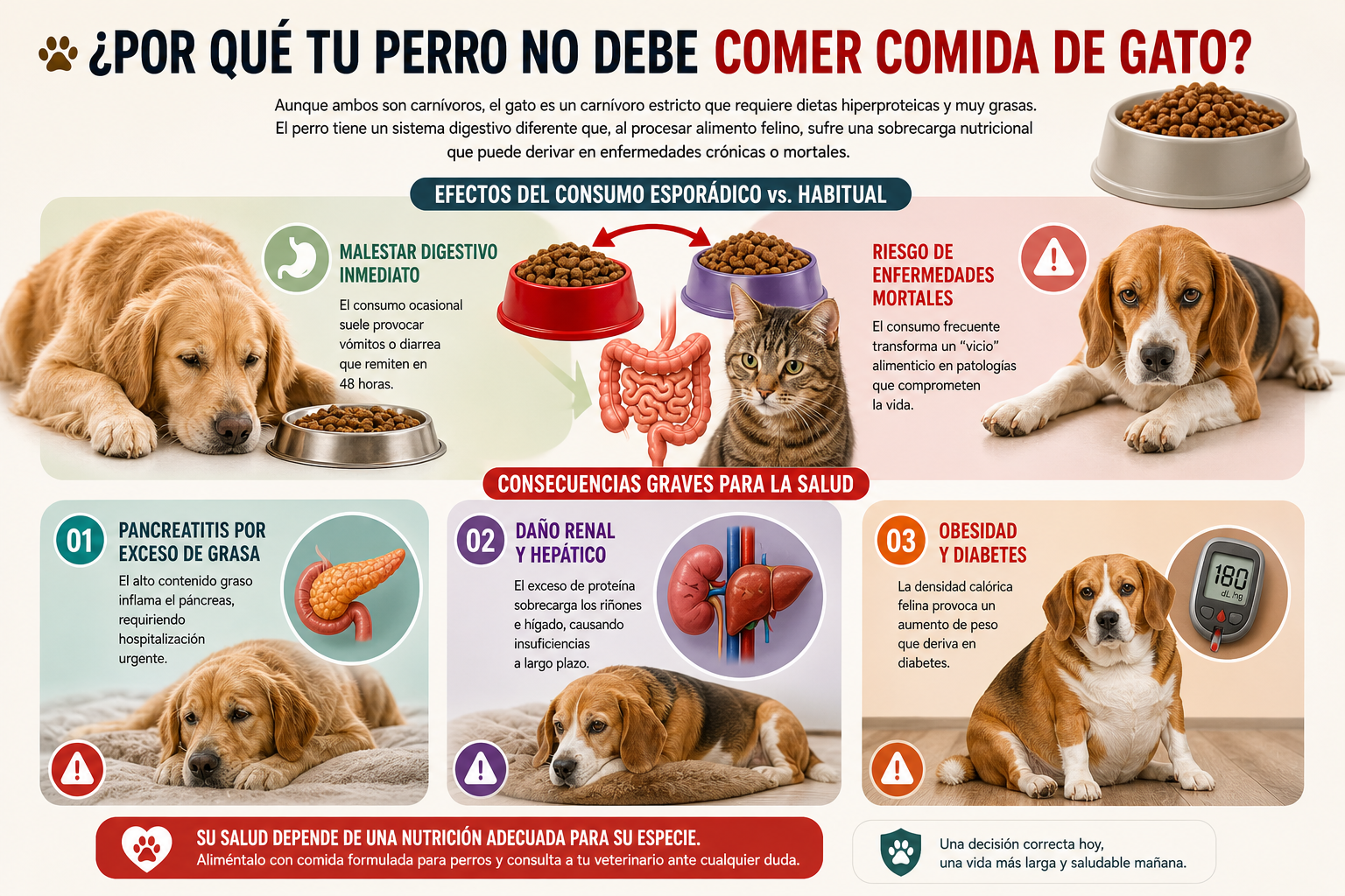 Por que tu perro no debe comer comida de gatos