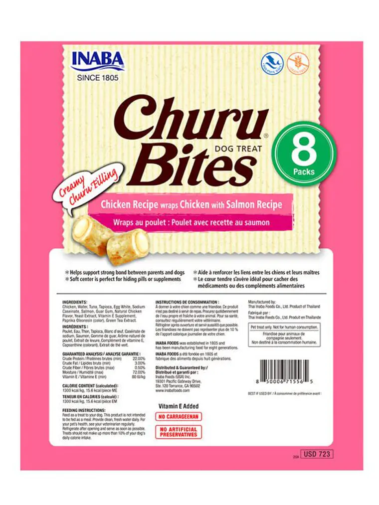 Dog Churu Bites de pollo con salmón 8u x 12g (96g) 2