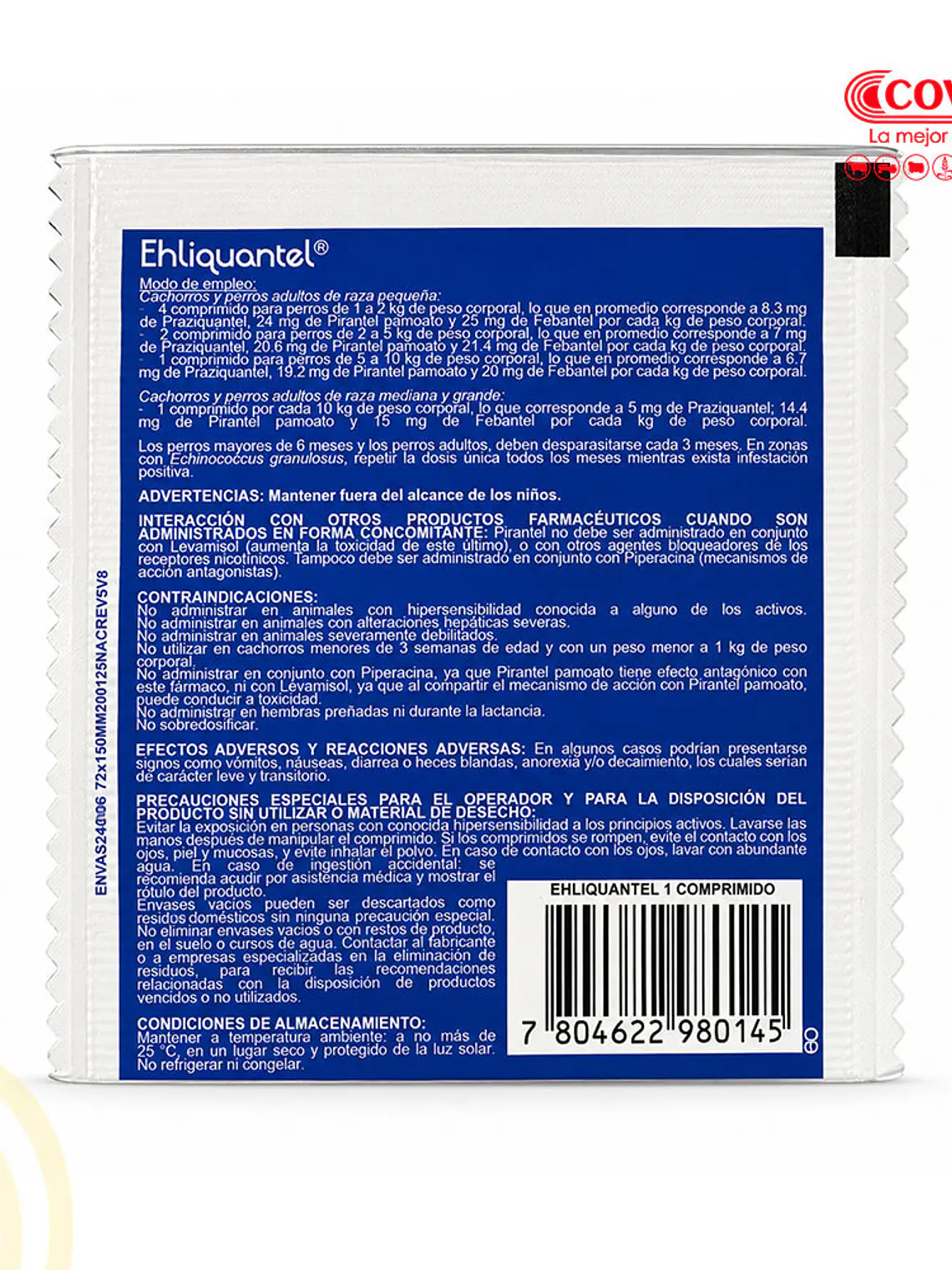 EHLIQUANTEL Perro 1 Comprimido (hasta 10 kg por comprimido) 2