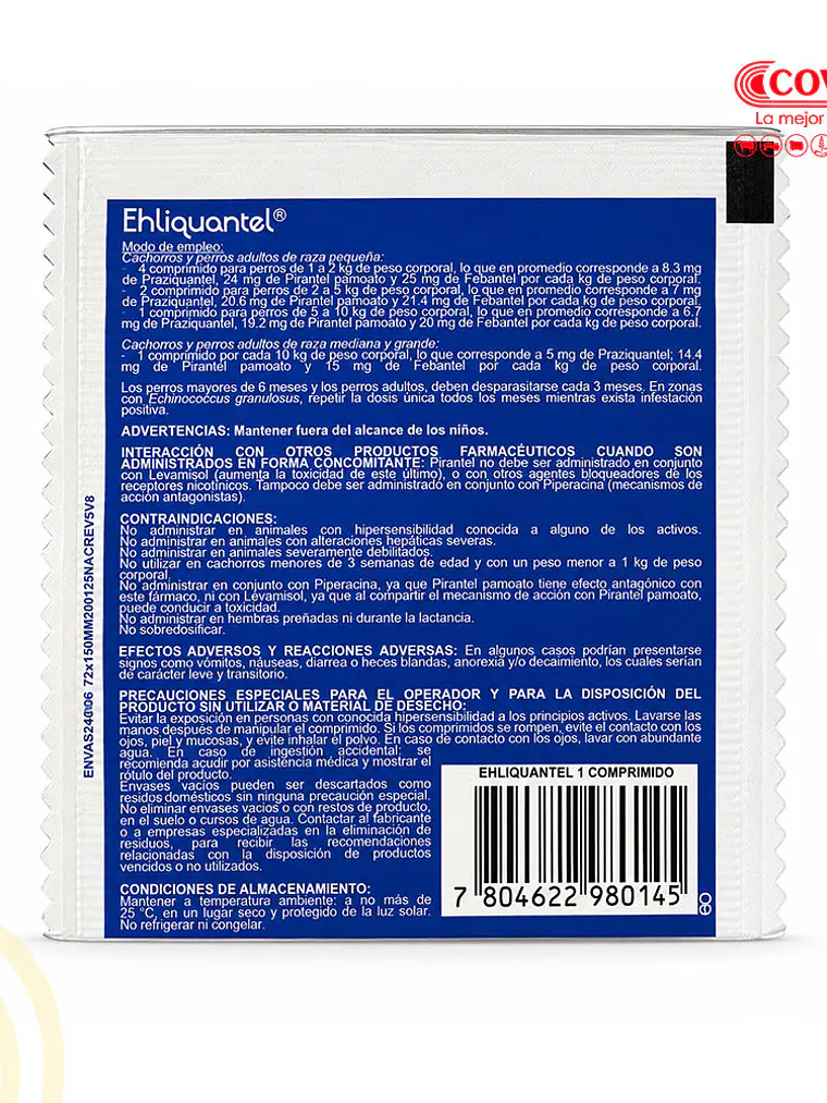 EHLIQUANTEL Perro 1 Comprimido (hasta 10 kg por comprimido) 2