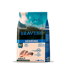 BRAVERY PERRO ADULTO HERRING LB/MB 12KG