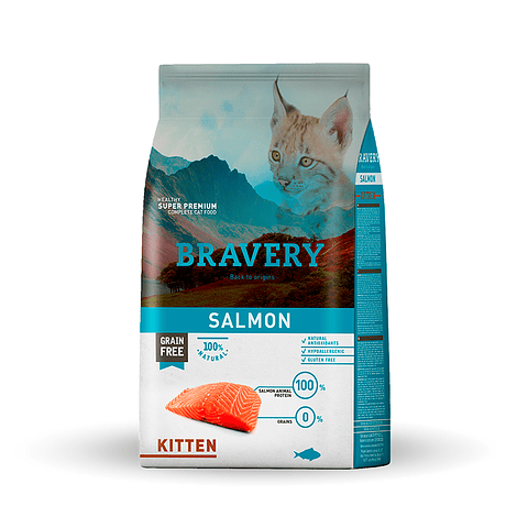 Bravery Salmon Kitten 2kg comida gato