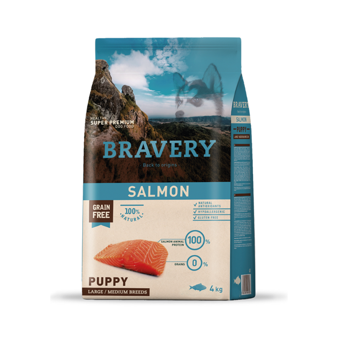 Bravery Salmon Puppy 4kg Large/Medium Alimento Para Perro 1